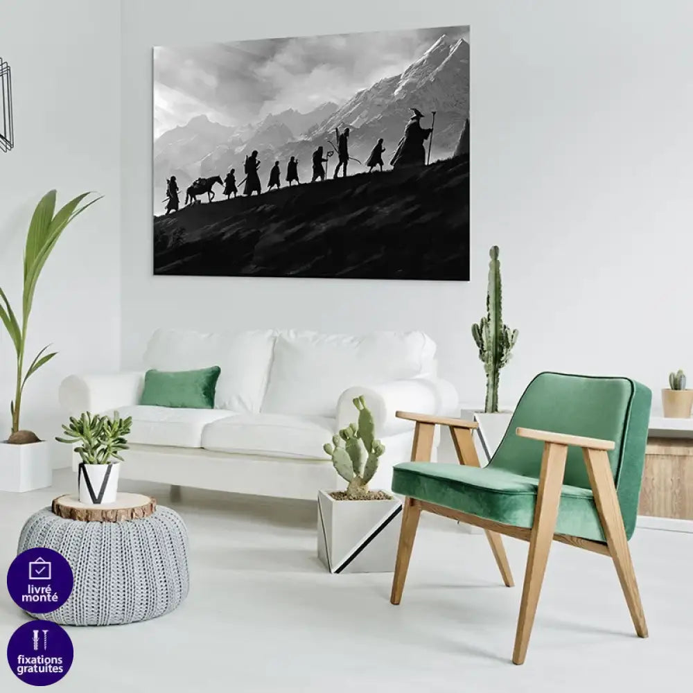 Tableau XXL Montagne du Destin – art mural fantasy pour salon ou gaming room