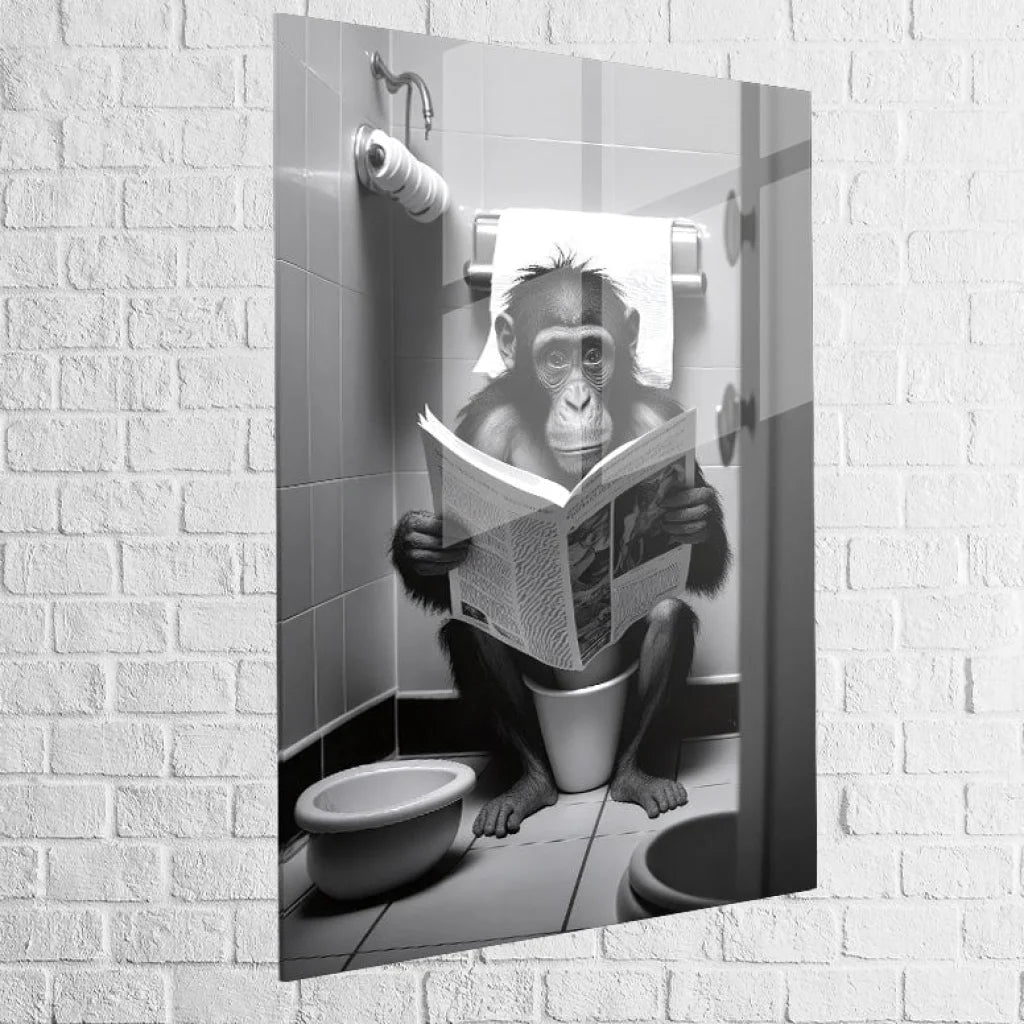 Tableau Singe aux Toilettes 40x60cm / Plexiglas Tableau Singe