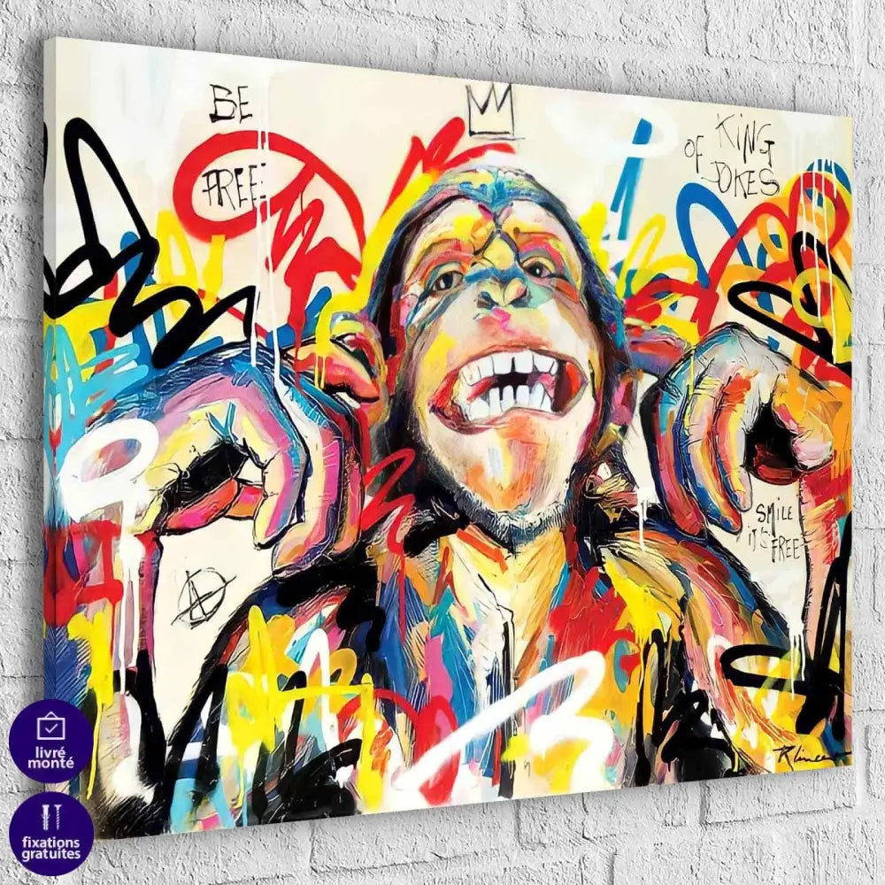 Tableau Singe Smile its Free - Montableaudeco