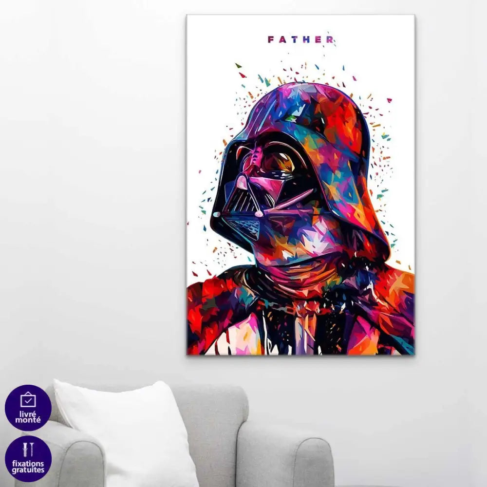 Tableau Star Wars Dark Vador Father Blanc - Montableaudeco