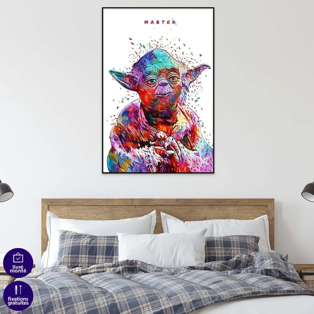 Tableau Star Wars Yoda Master Blanc - Montableaudeco