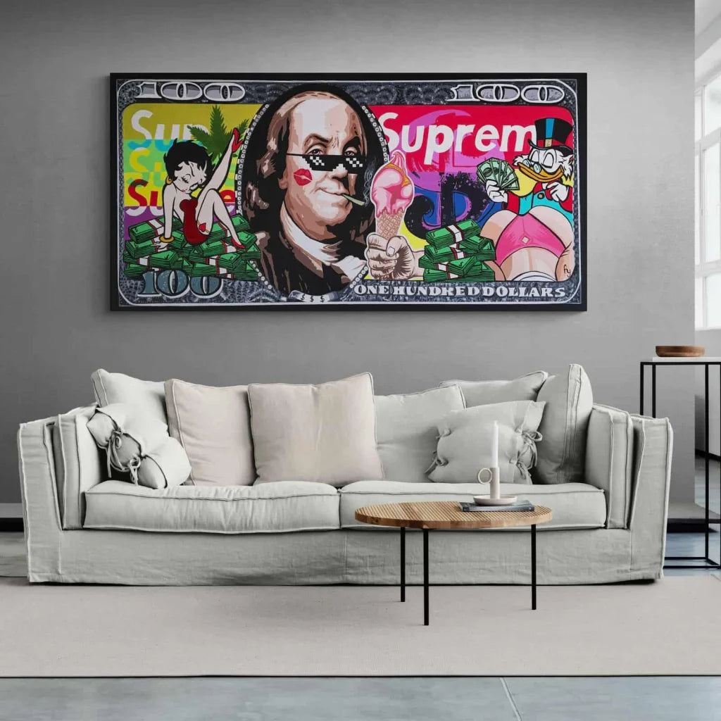 Tableau Street Art 100 Dollars - Montableaudeco