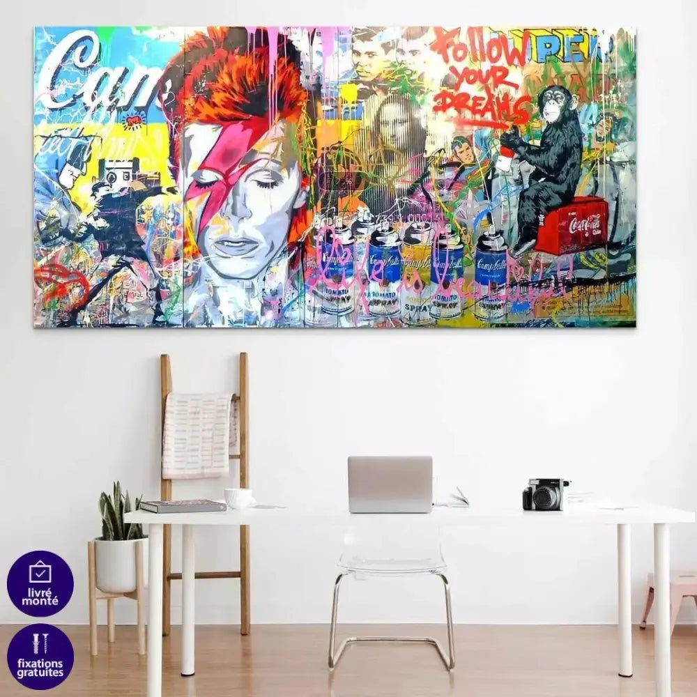 Tableau Street Art Bowie Wall - Montableaudeco