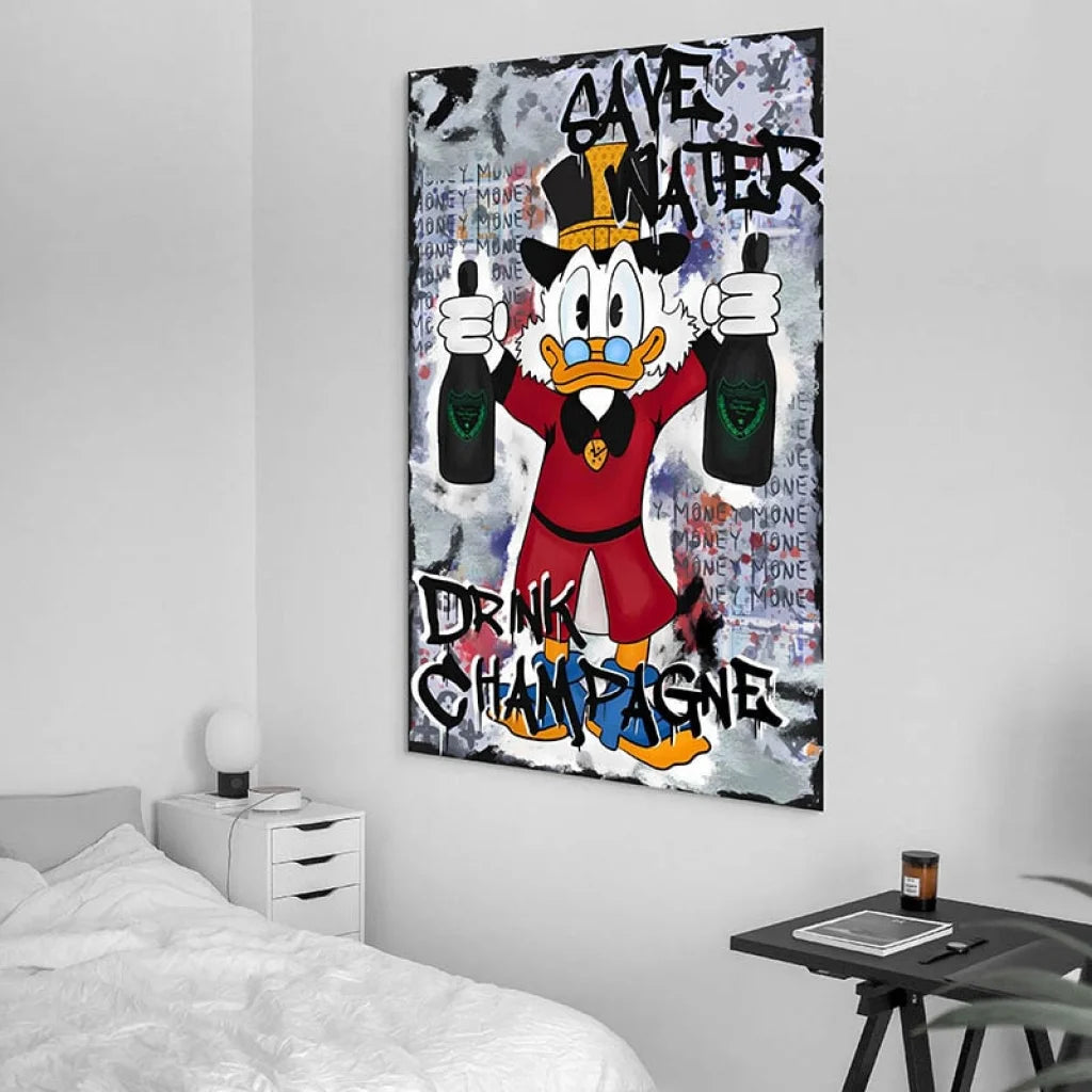 Tableau Street Art Canard et Champagne Tableau Street Art