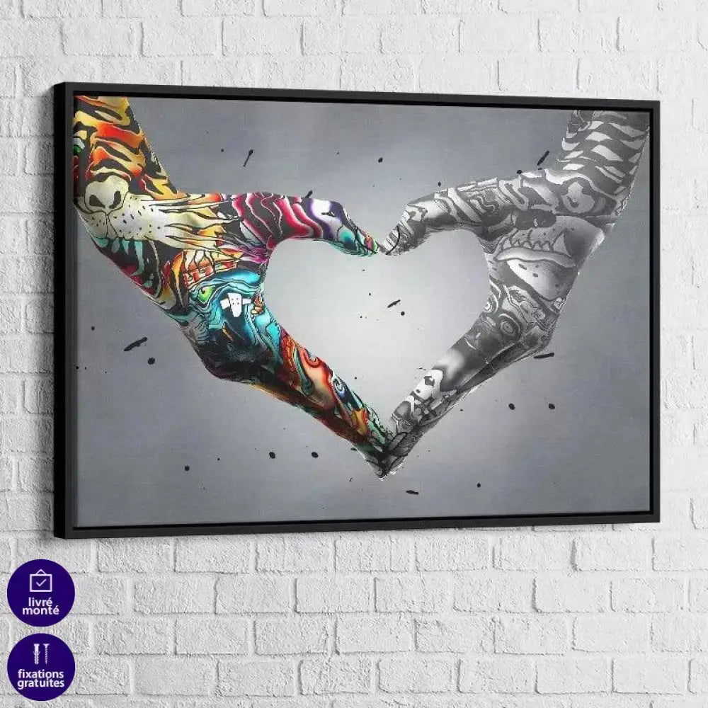 Tableau Street Art Coeur sur la main - Montableaudeco