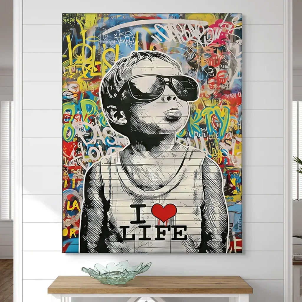 Tableau graffiti pop art enfant cool art urbain décoratif