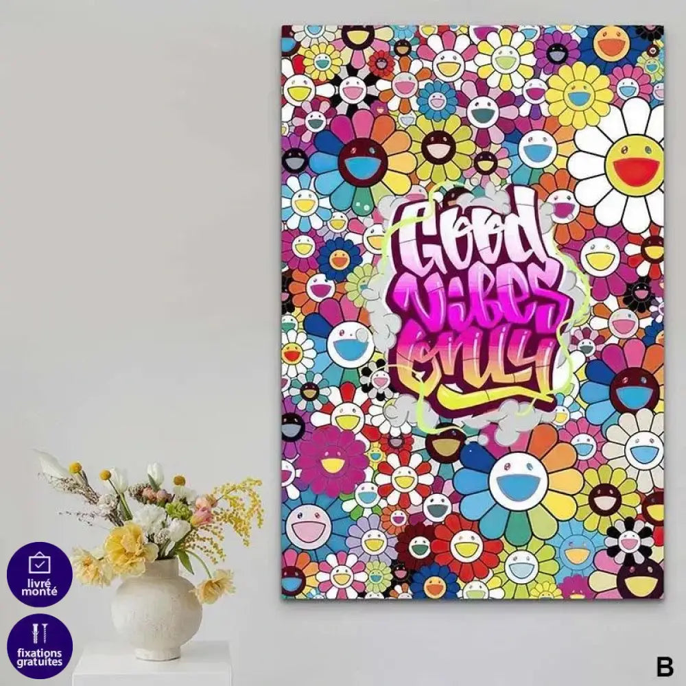 Tableau Street Art Graffiti Good Vibes - Montableaudeco