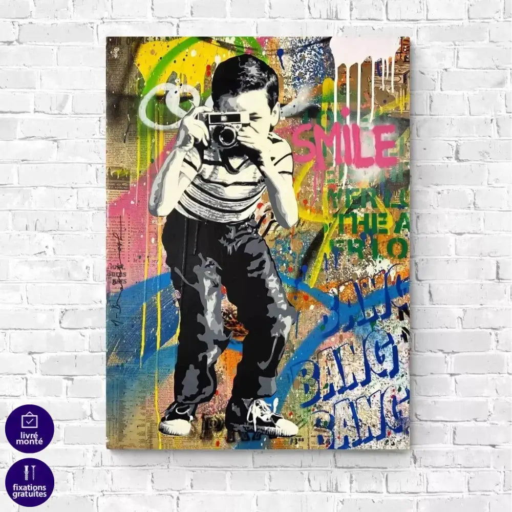 Tableau Street Art L'enfant à la Photo - Montableaudeco