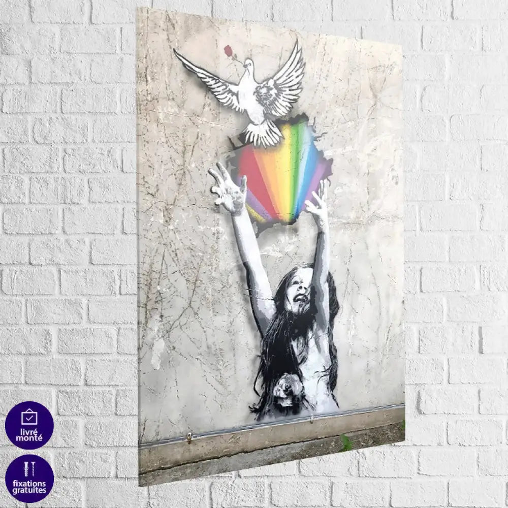 Tableau street art – L’Envol de la Paix en plexiglas brillant