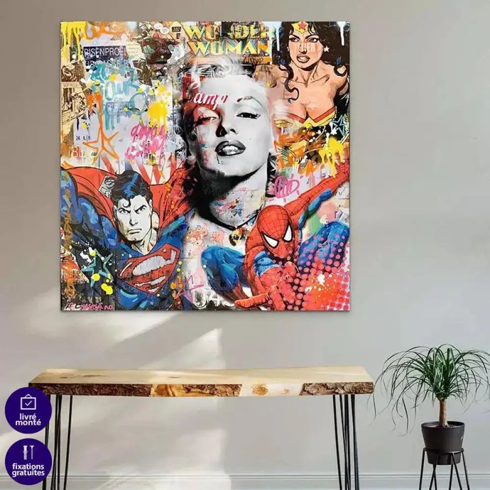 Tableau Street Art Marylin Super Héros - Montableaudeco