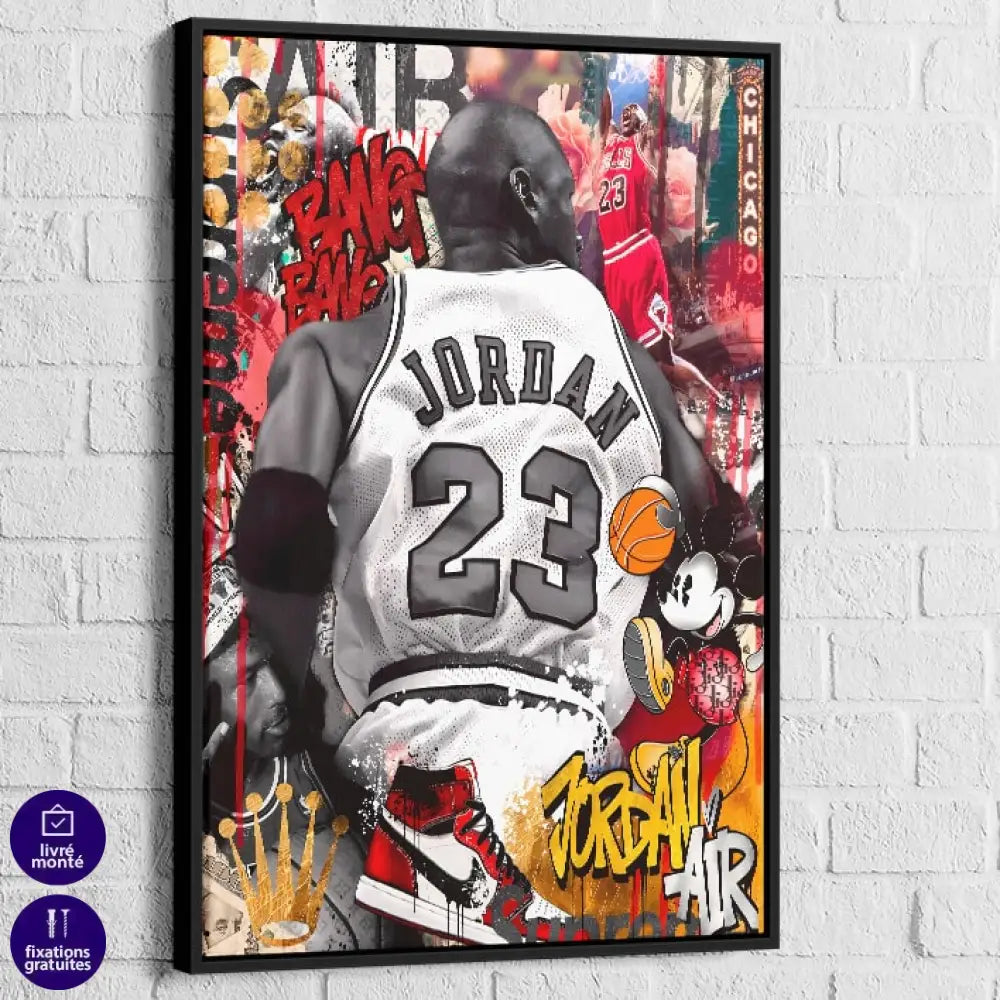 Street art basket avec Drip, tags “Bang Bang” et couronne dorée