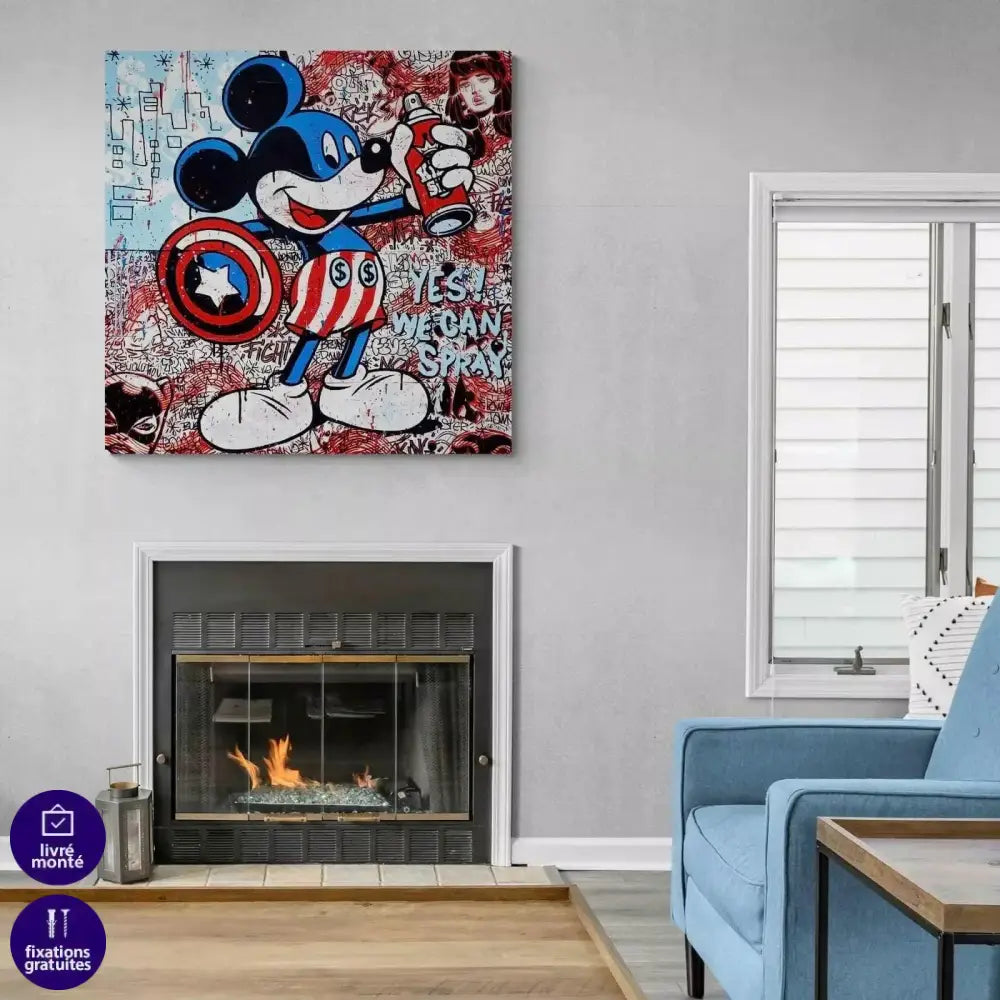 Tableau Street Art Mickey Cpt America - Montableaudeco