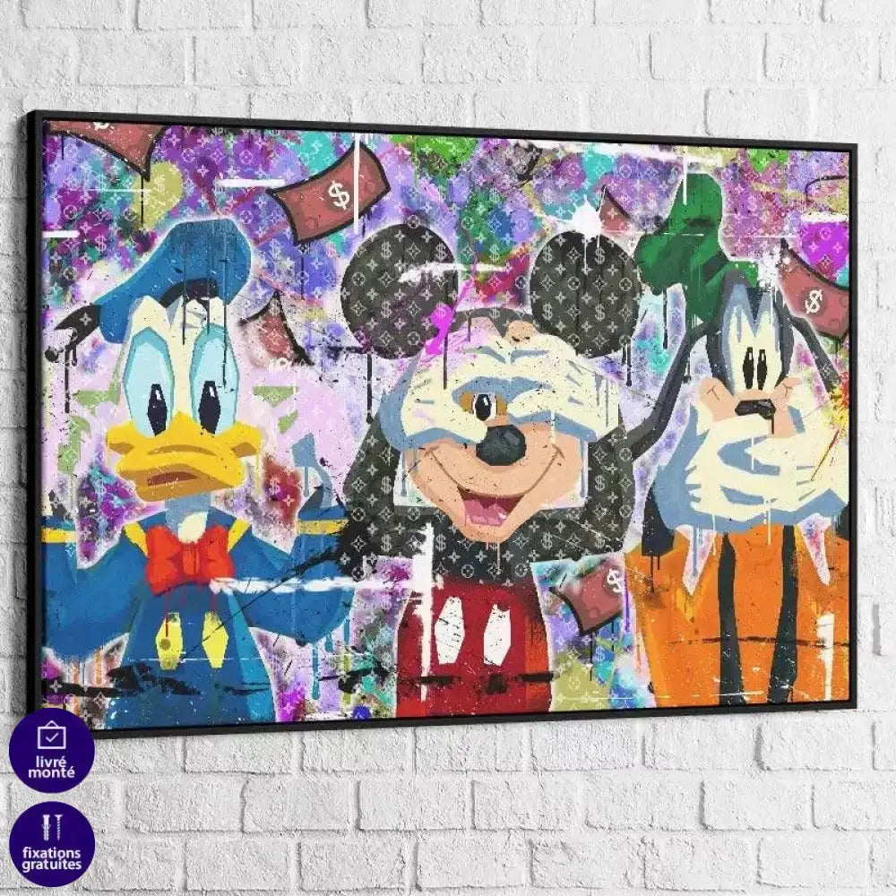 Tableau Street Art Mickey Donald Pluto - Montableaudeco