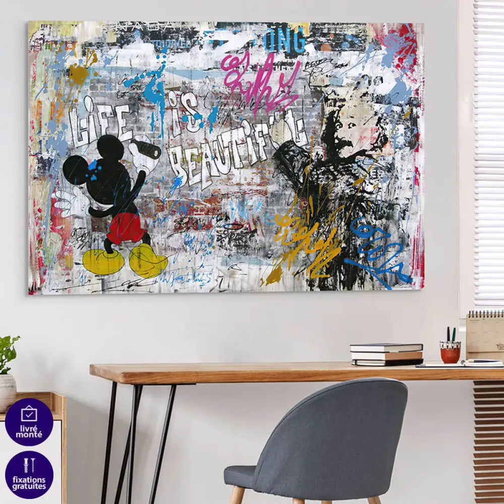 Tableau Street Art Mickey et le Graffiti 40x60cm / Affiche sans cadre Tableau Street Art