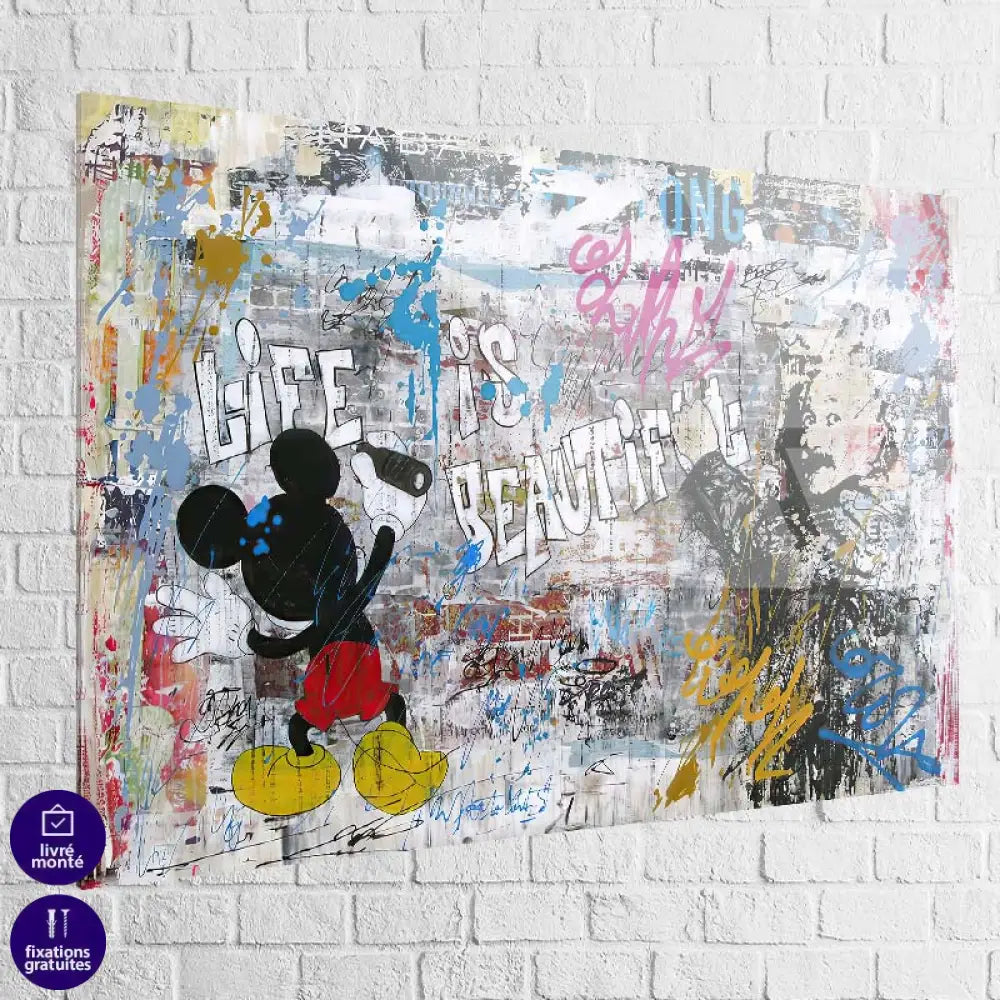 Tableau Street Art Mickey et le Graffiti 40x60cm / Plexiglas Tableau Street Art