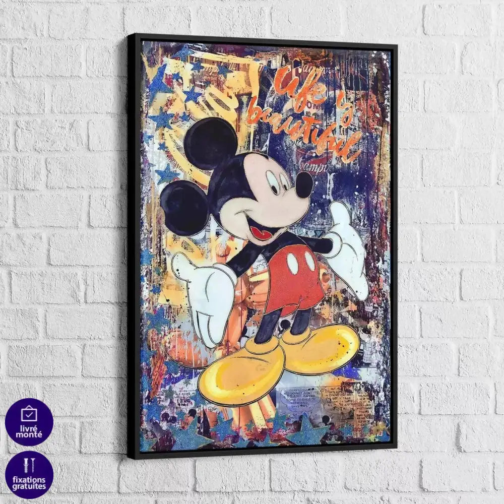 Tableau Street Art Mickey Life is Beautiful - Montableaudeco