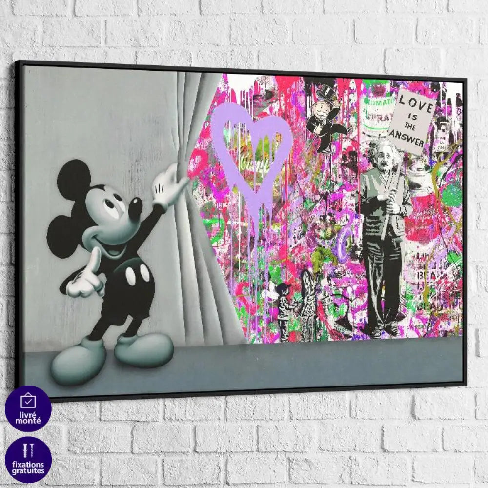 Tableau Street Art Mickey Love Is - Montableaudeco