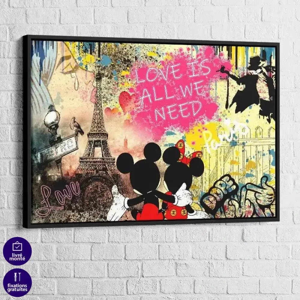 Tableau Street Art Mickey Love is All - Montableaudeco