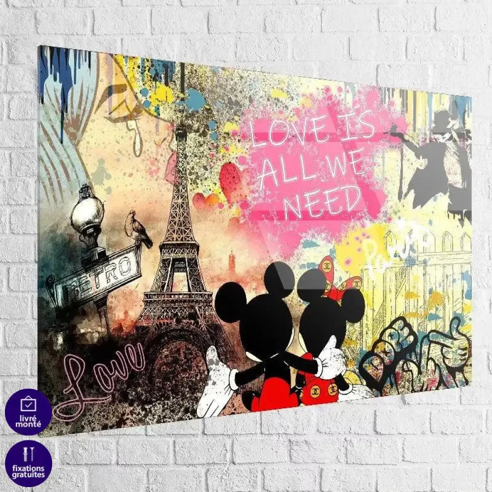 Tableau Street Art Mickey Love is All - Montableaudeco