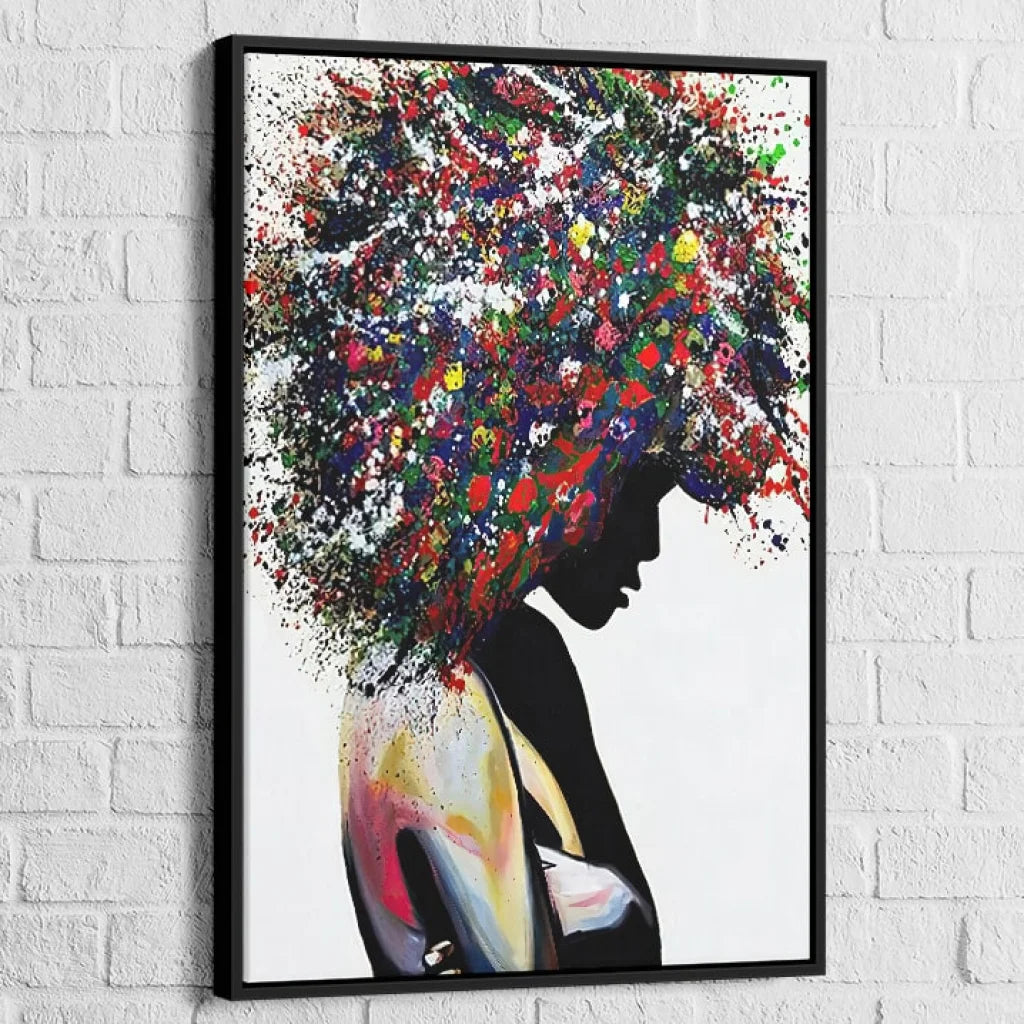 Tableau Street Art Silhouette en Couleur 40x60cm / Cadre Noir Tableau Street Art