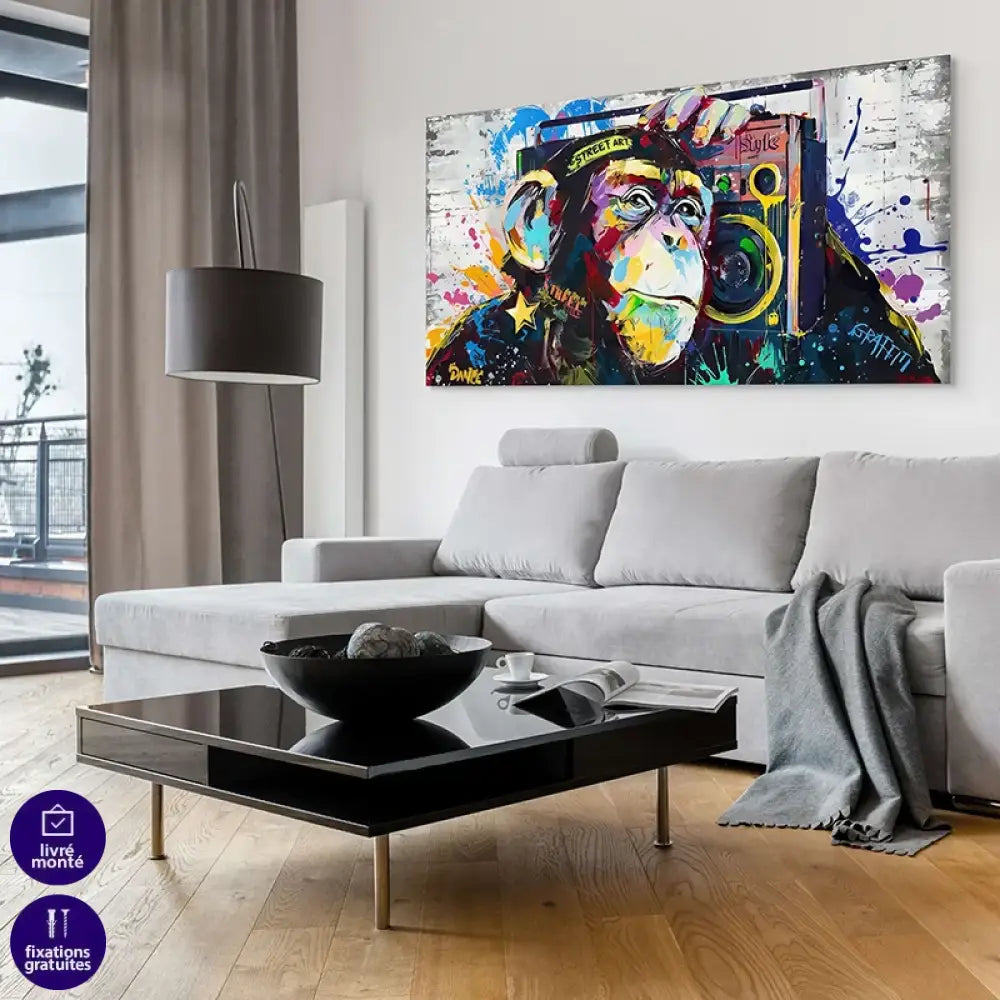 tableau singe musique urbain