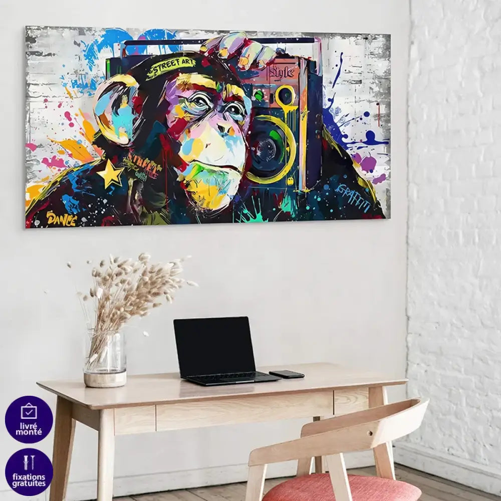 tableau street art singe coloré