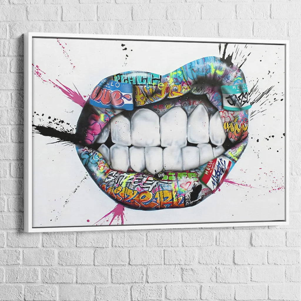 tableau street art sourire saturé B