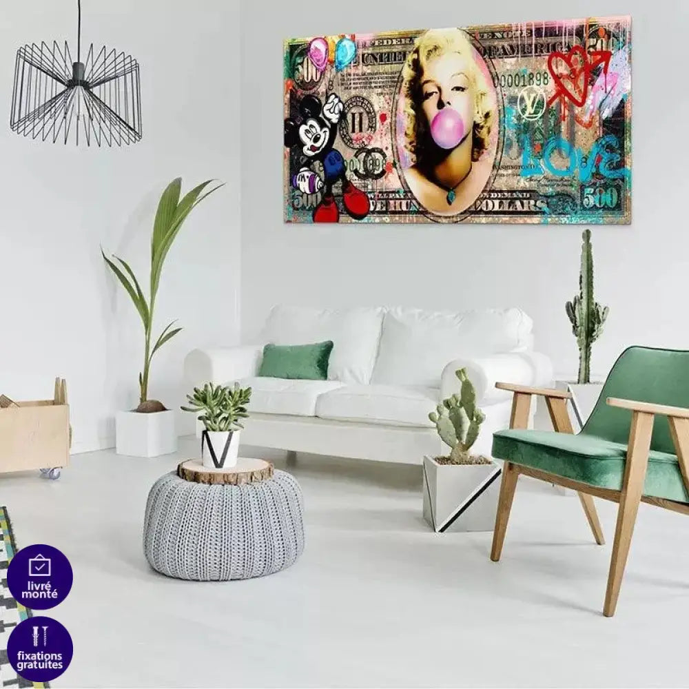 Tableau Street Art XXL Monroe Dollars - Montableaudeco