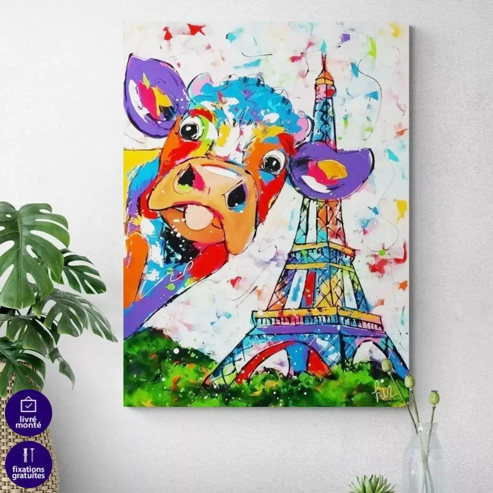 Tableau Vache Colorée à Paris - Montableaudeco