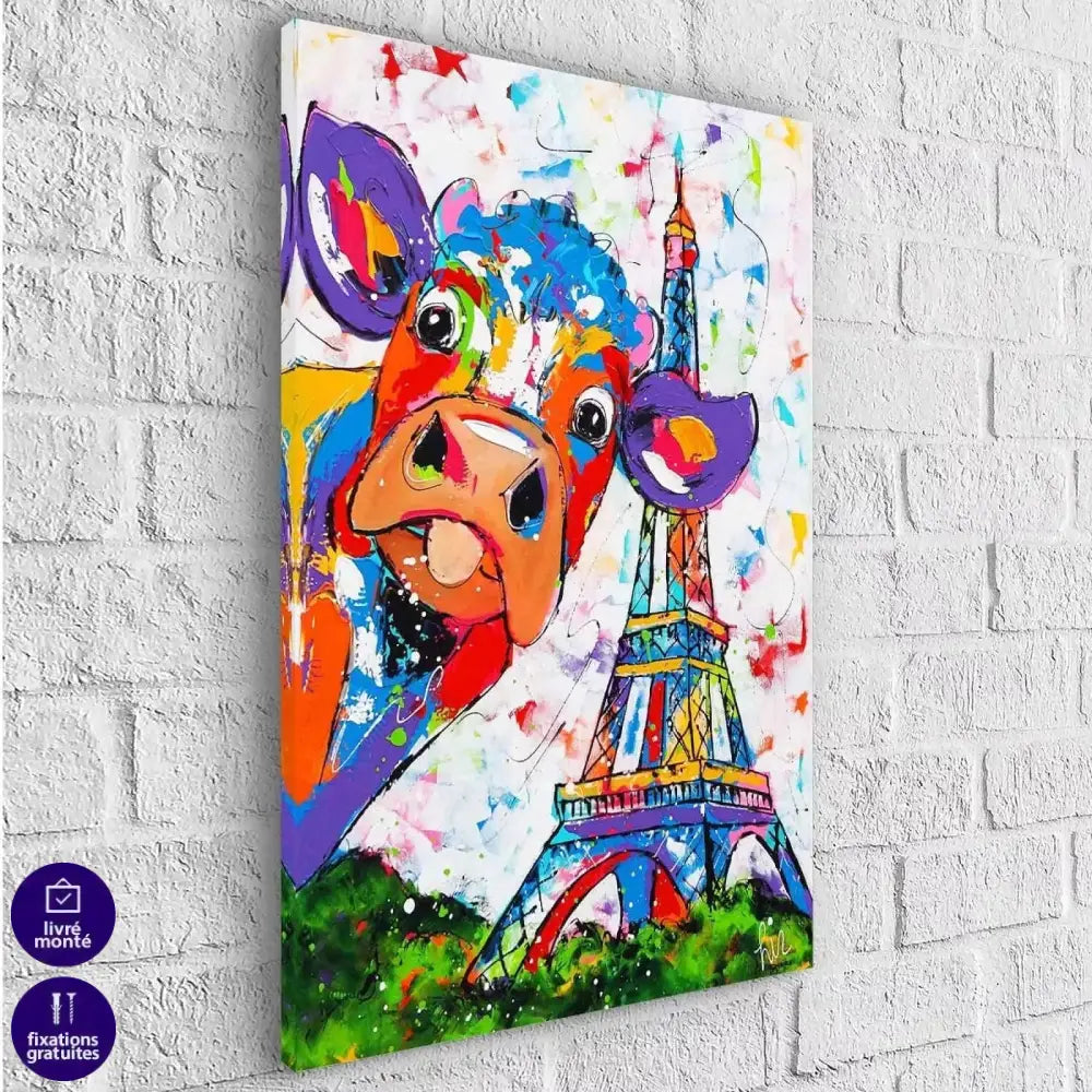 Tableau Vache Colorée à Paris - Montableaudeco
