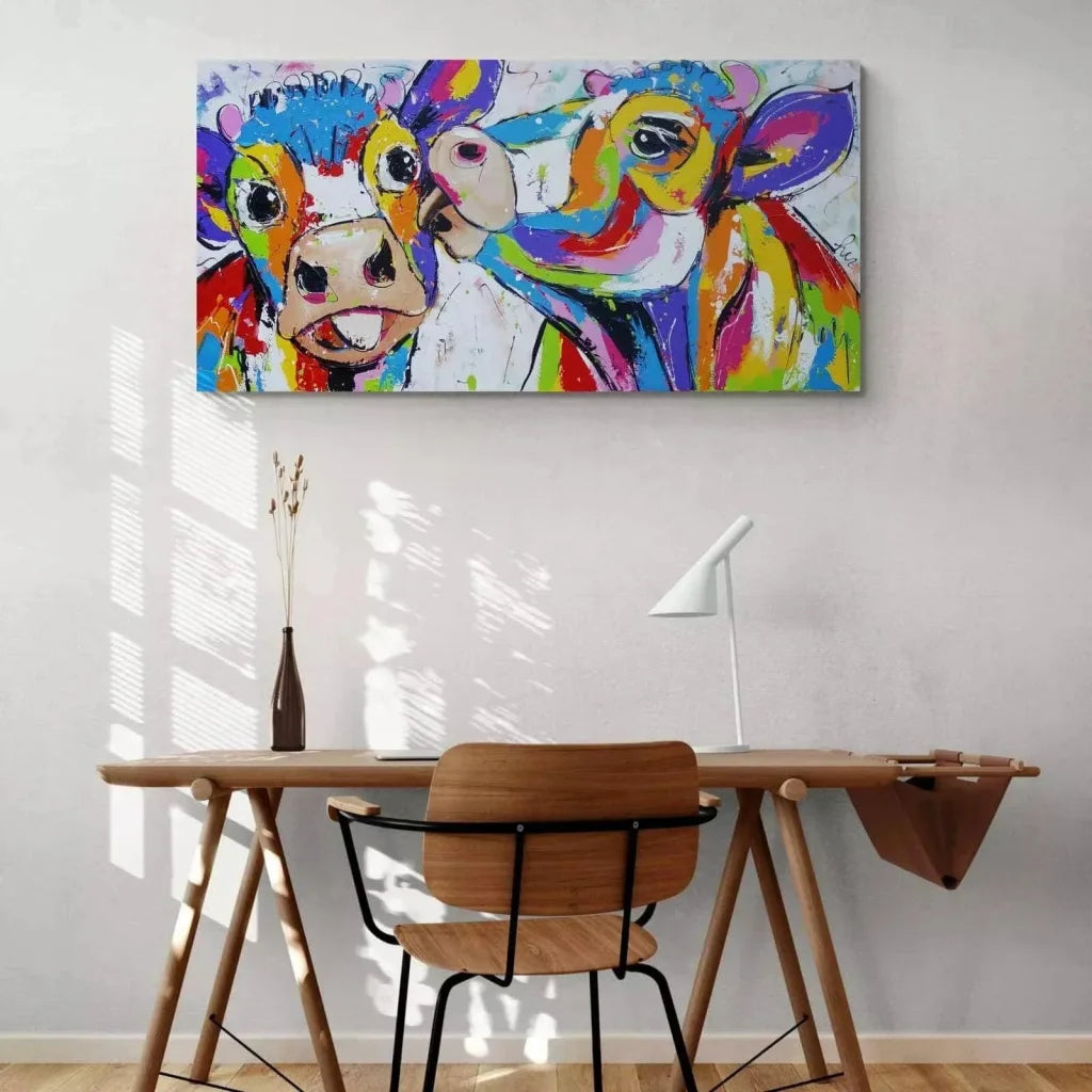 Tableau Vache Colorée L'amour Vache - Montableaudeco