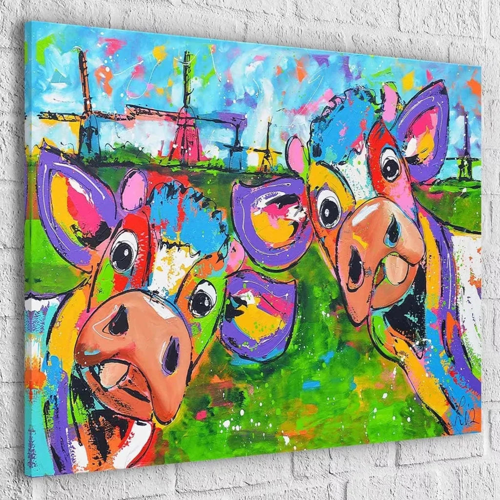 Tableau Vache Colorée Les Copines - Montableaudeco