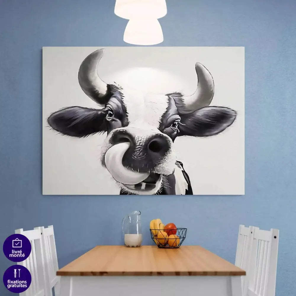 Tableau Vache Noir et Blanc - Montableaudeco