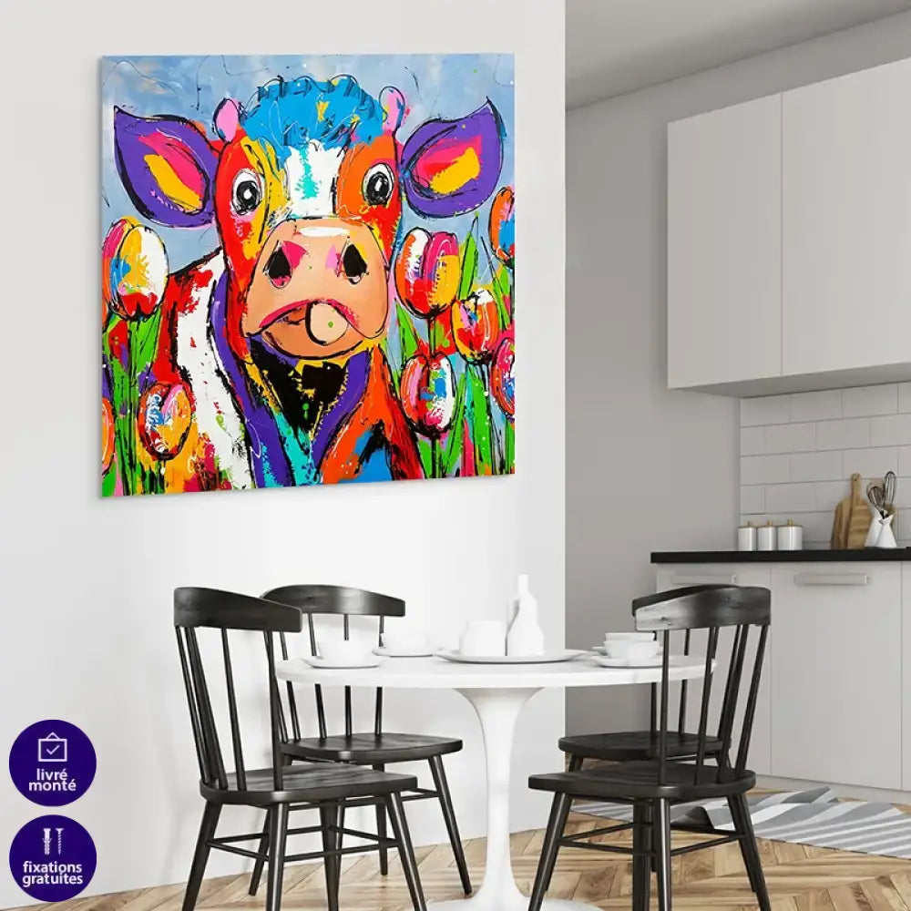tableau décoration vache amusante