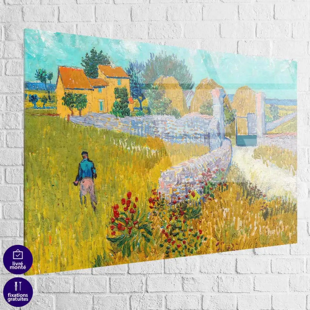 Chemin clair vers le portail en pierre, détails et textures de Van Gogh