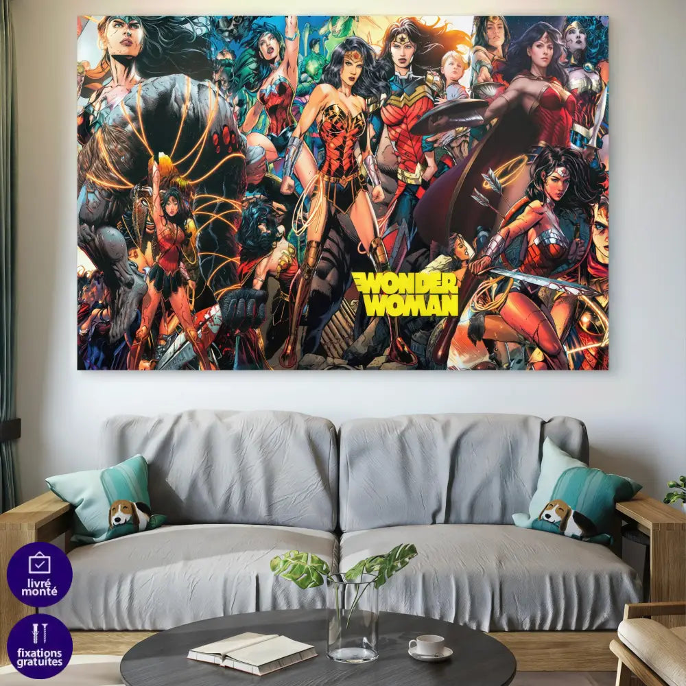 Décoration murale héroïne Wonder Woman en impression sur toile