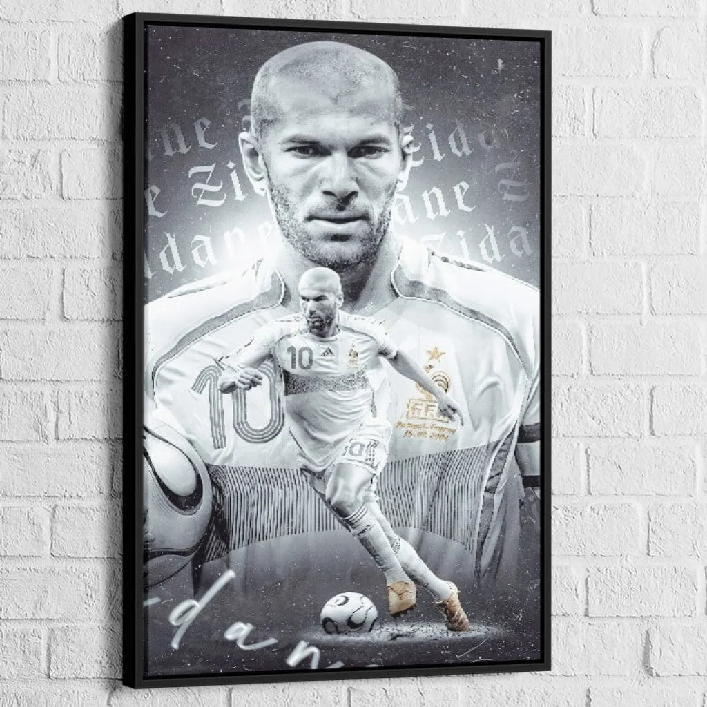 Tableau Zidane Le Roi Zidane 40x60cm / Cadre Noir Tableau Sport