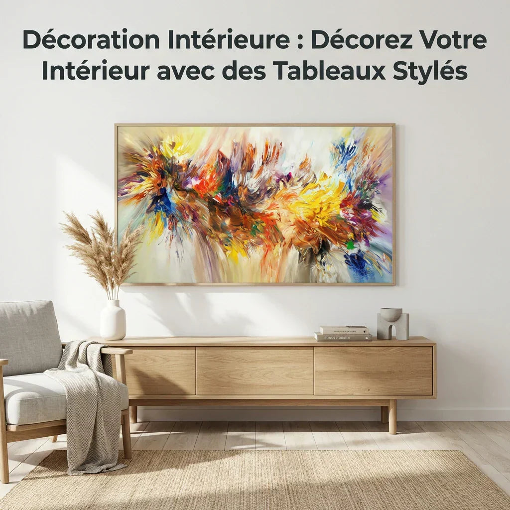 déco mural avec des tableaux abstrait coloré
