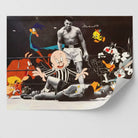 Affiche murale boxing pop culture esprit vintage et cartoon sur fond ring