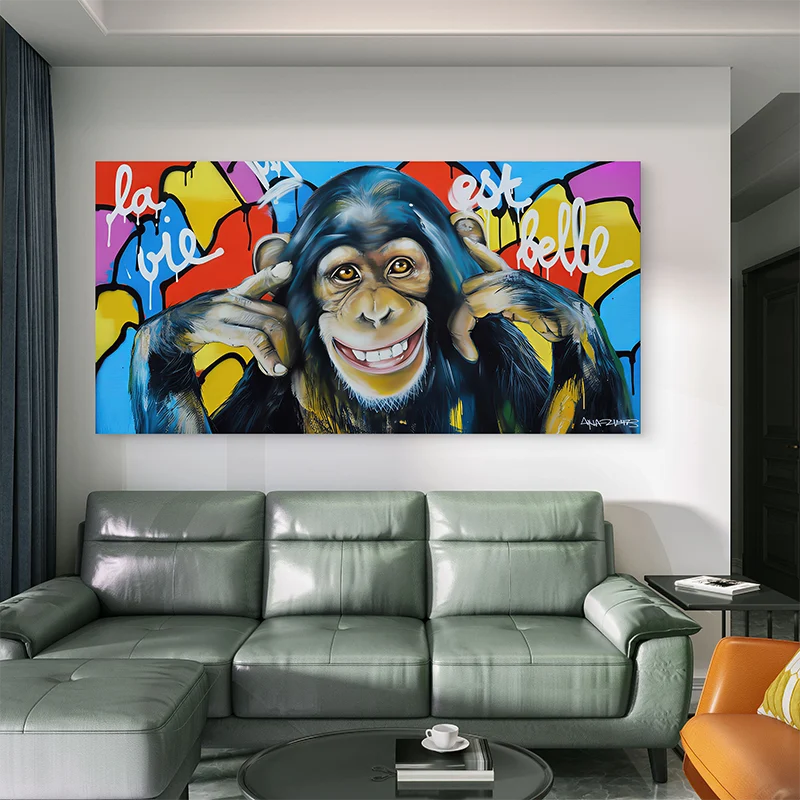 Illustration pop art avec chimpanzé et message positif

