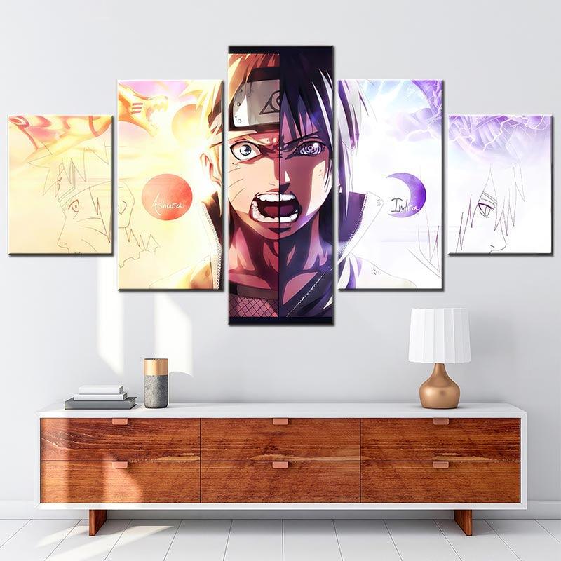 Tableau Naruto 5 Parties Itachi Lumière et Ombre - Montableaudeco