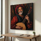 Tableau Portrait Historique Le Troubadour, musicien Renaissance avec luth