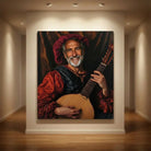 Tableau Renaissance Le Troubadour, costume d’époque et fond chaleureux
