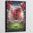 Tableau Stade Toulousain avec cadre noir, contraste élégant