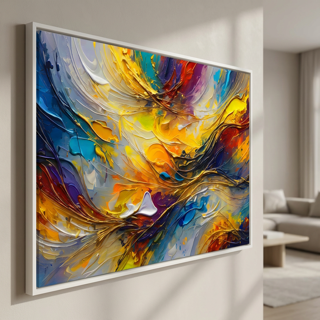Tableau art abstrait couleurs vibrantes design contemporain