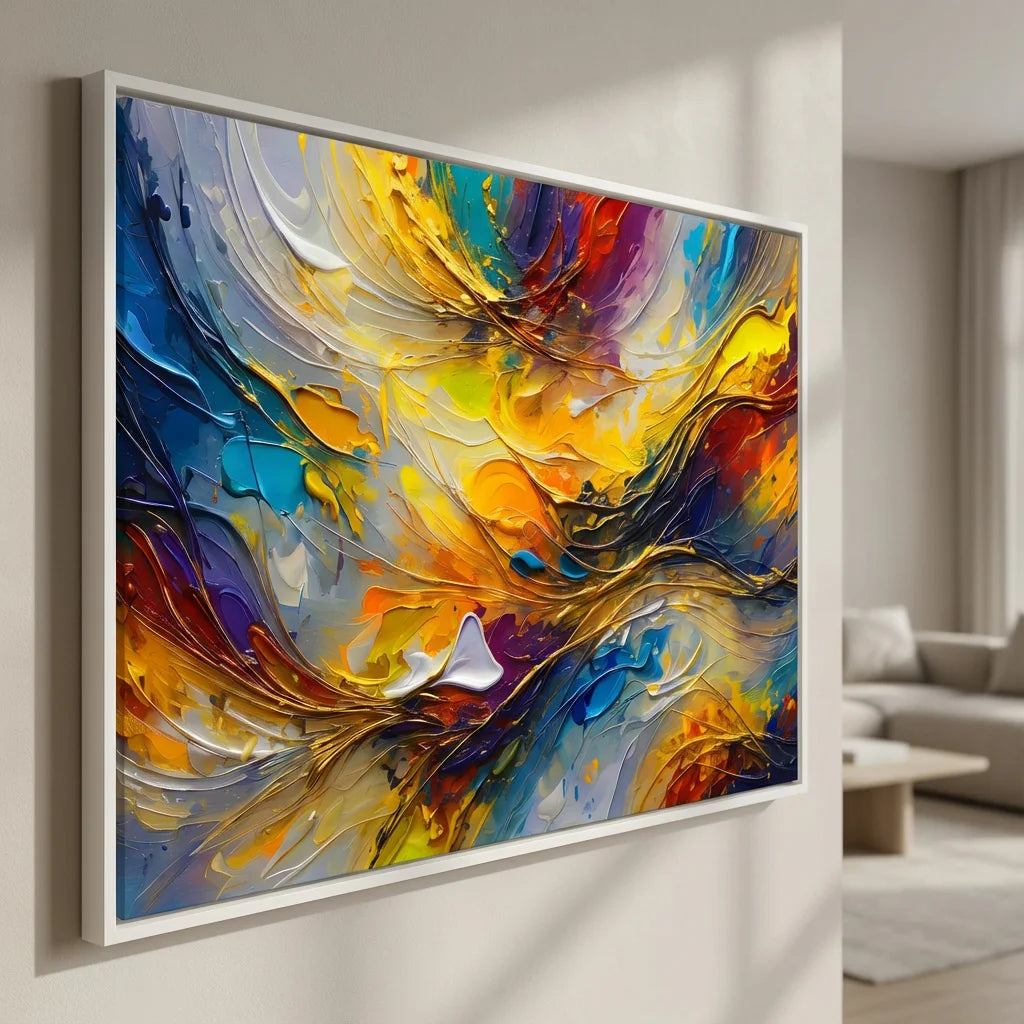 Tableau art abstrait couleurs vibrantes design contemporain