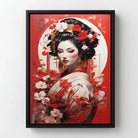 Tableau art japonais moderne portrait femme élégante