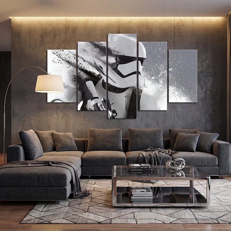 Tableau multi panneaux Stormtrooper noir et blanc – Style moderne