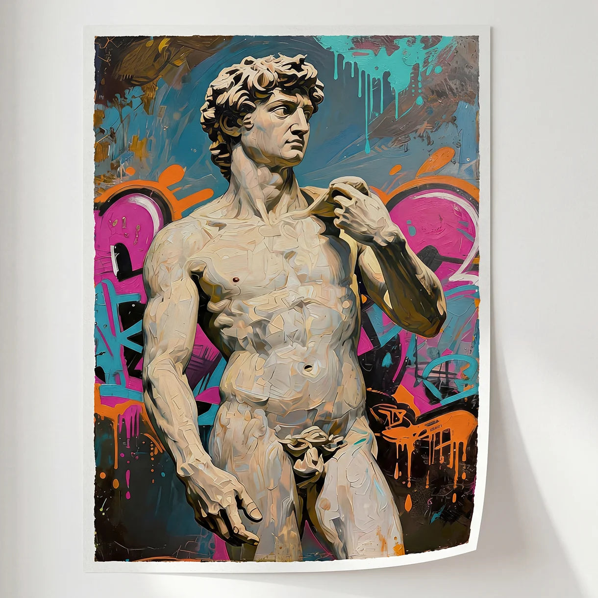 Toile David Michel-Ange revisité style street art moderne