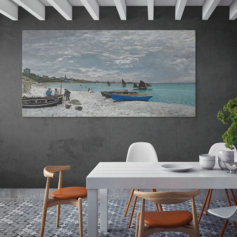 Toile artistique impressionniste bord de mer Claude Monet déco intérieure